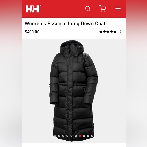 Helly Hansen Women’s Essence Long Down Puffer Coat M (Black) - Picture 7 of 8